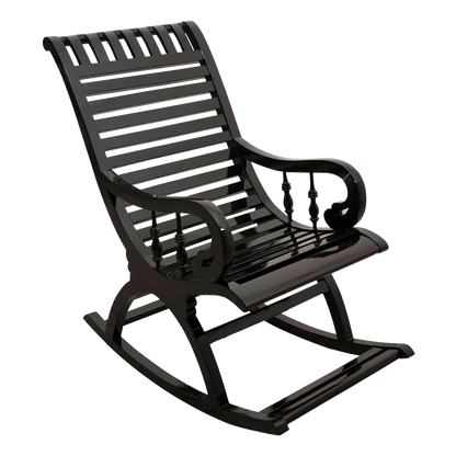 Colorodo Teak Wood Rocking Chair in Black color 45° side view