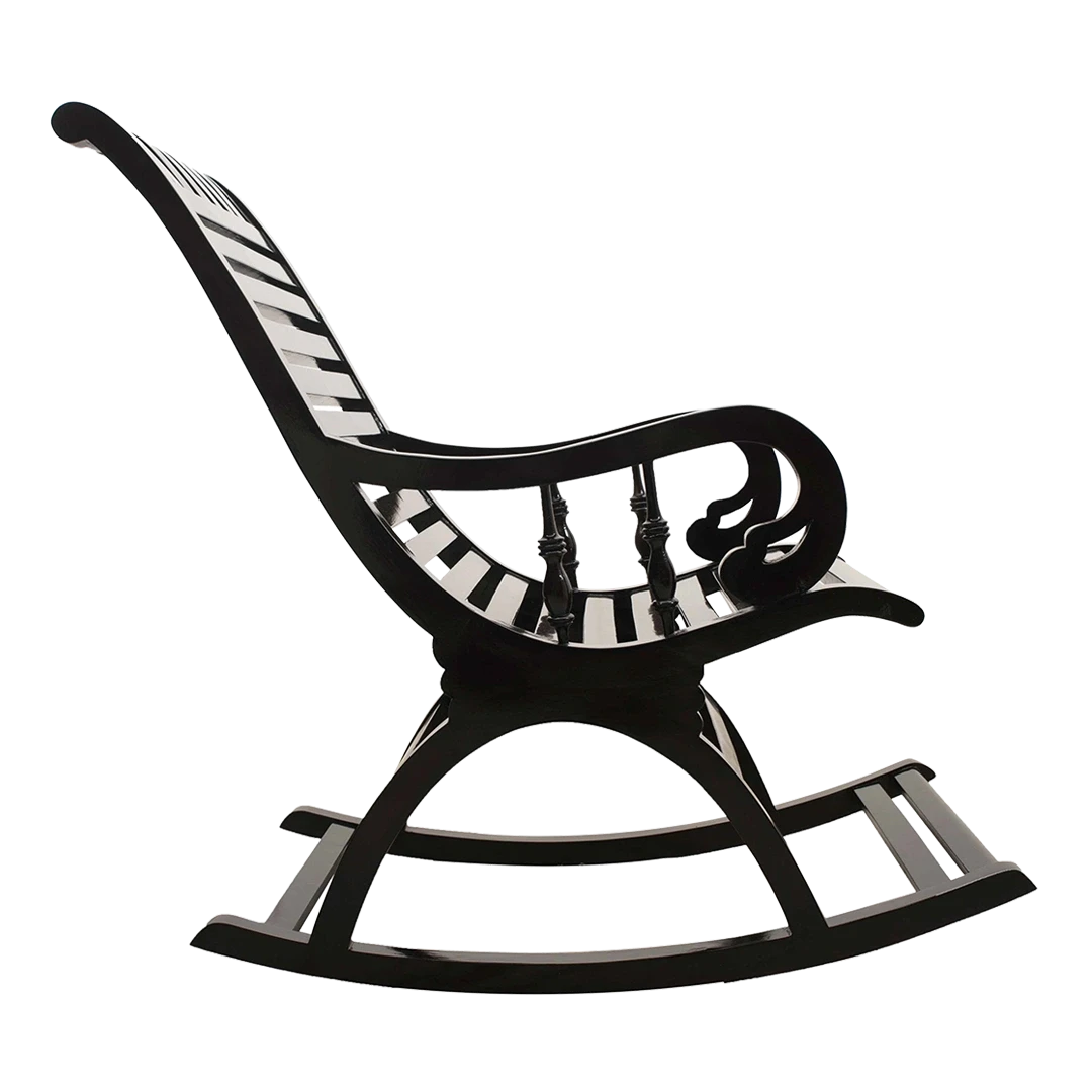 Colorodo Teak Wood Rocking Chair in Black color side view