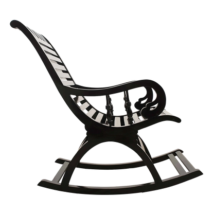 Colorodo Teak Wood Rocking Chair in Black color side view