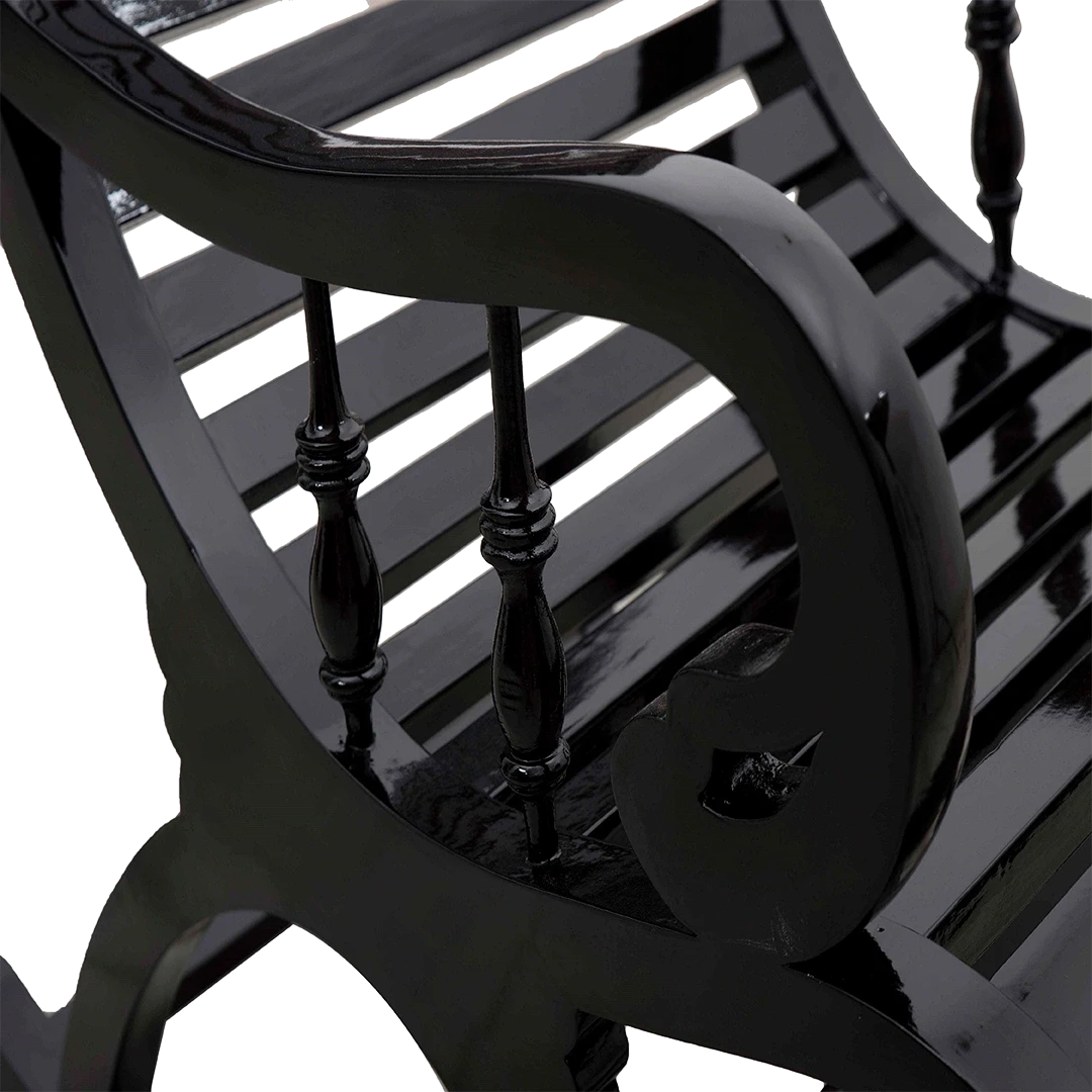 Colorodo Teak Wood Rocking Chair in Black color zoom view