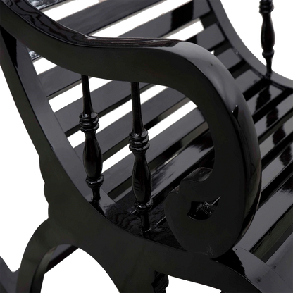 Colorodo Teak Wood Rocking Chair in Black color zoom view
