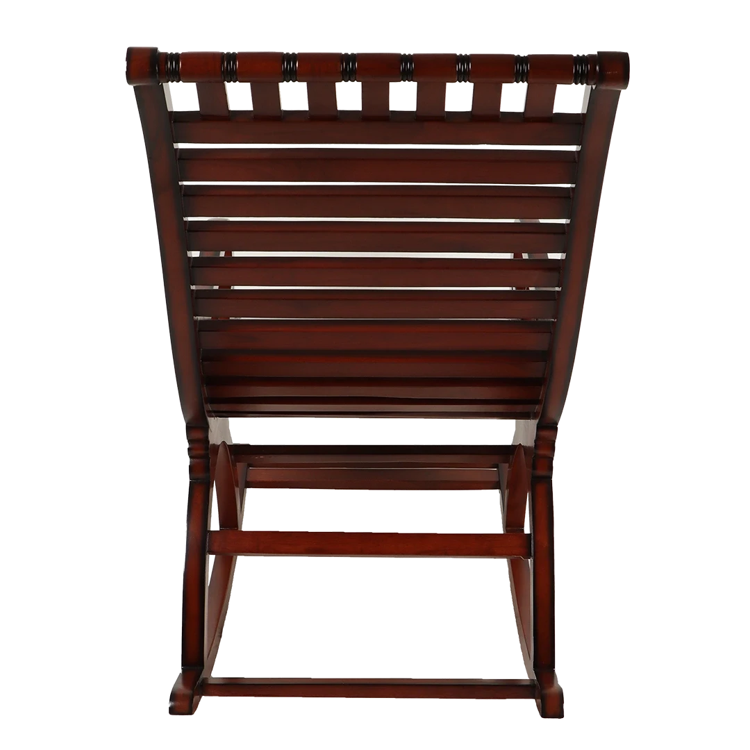 Colorodo Teak Wood Rocking Chair in Brown color back view