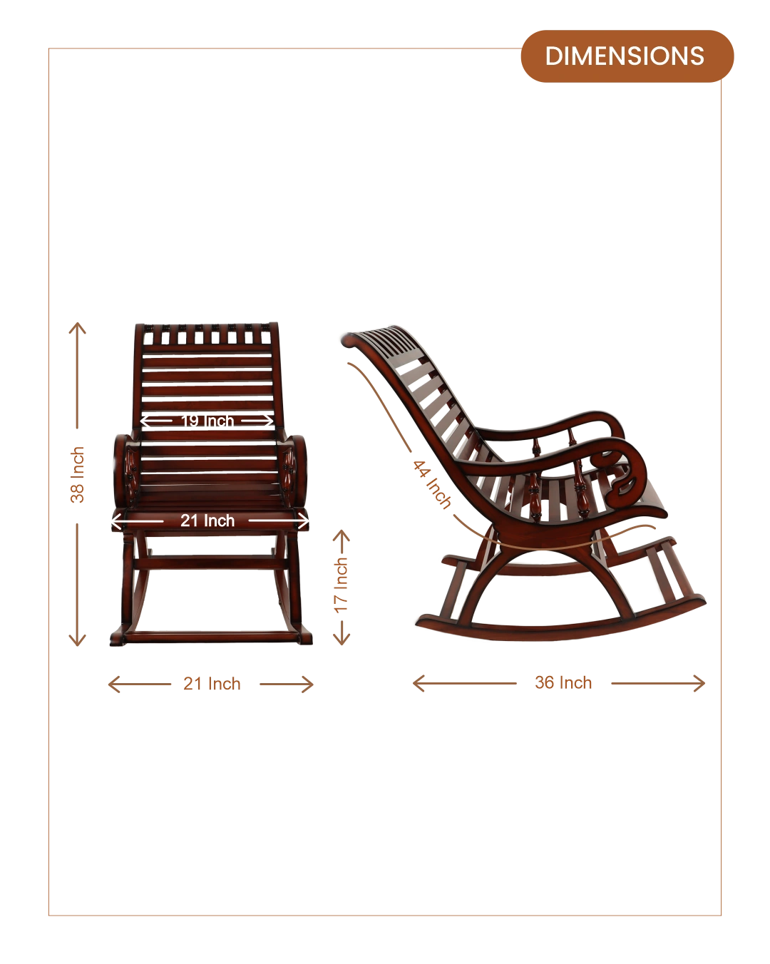 Colorodo Teak Wood Rocking Chair (Brown)