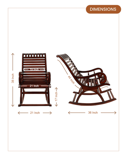 Colorodo Teak Wood Rocking Chair (Brown)