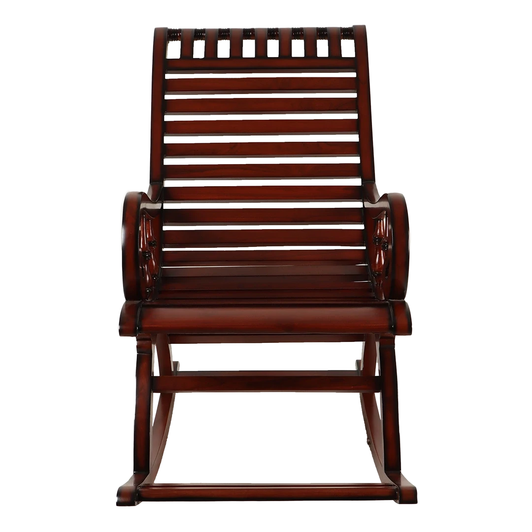 Colorodo Teak Wood Rocking Chair in Brown color front view