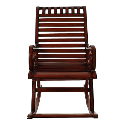 Colorodo Teak Wood Rocking Chair in Brown color front view