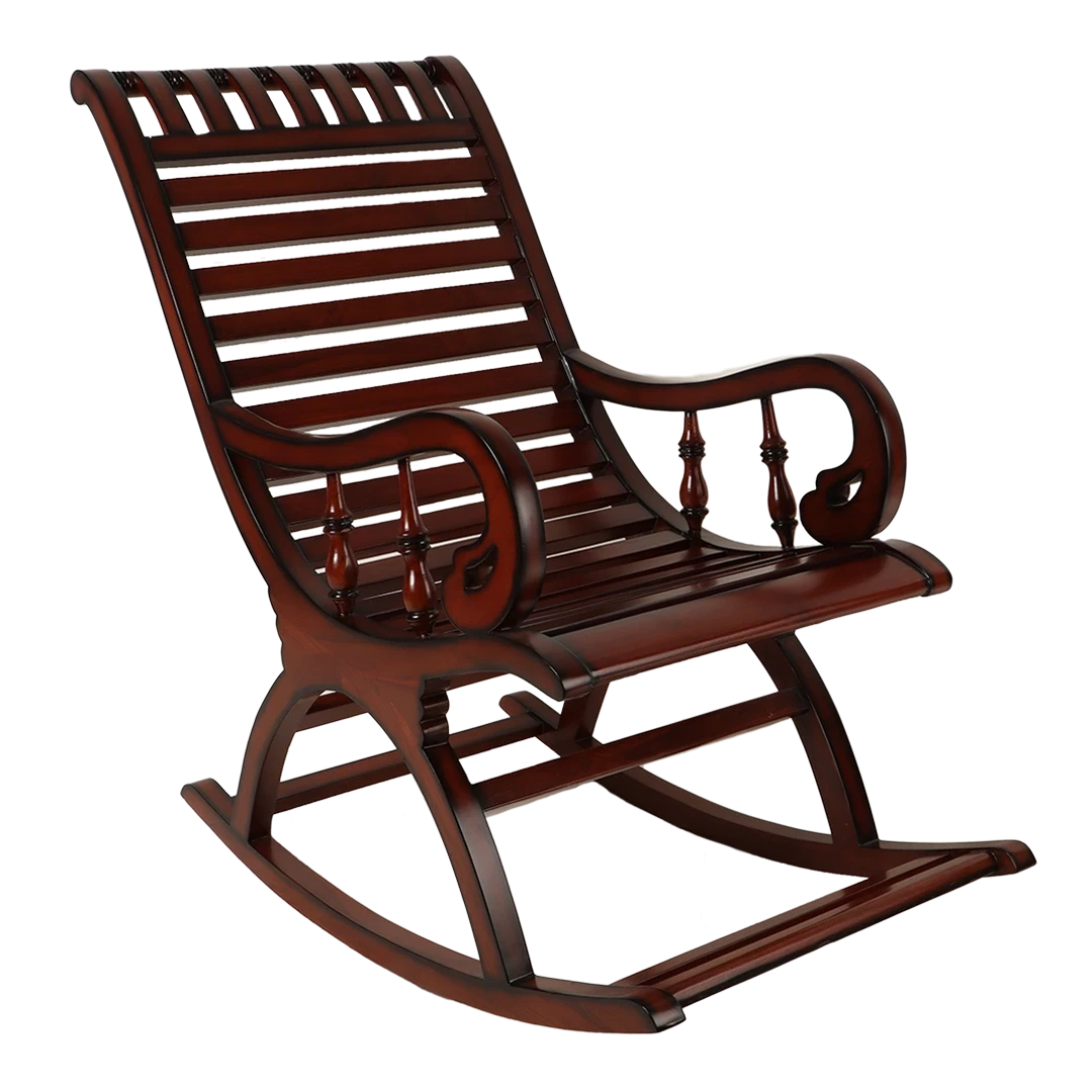 Colorodo Teak Wood Rocking Chair in Brown color 45° side view