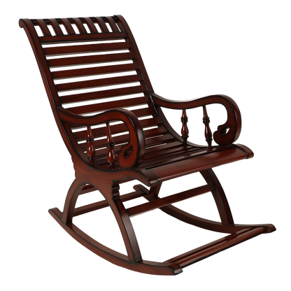 Colorodo Teak Wood Rocking Chair in Brown color 45° side view