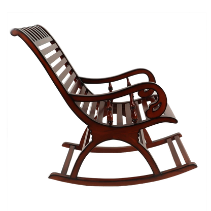Colorodo Teak Wood Rocking Chair in Brown color side view