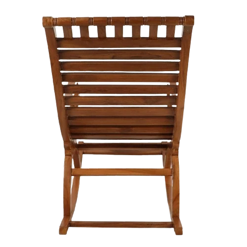 Colorodo Teak Wood Rocking Chair in Teak color back view