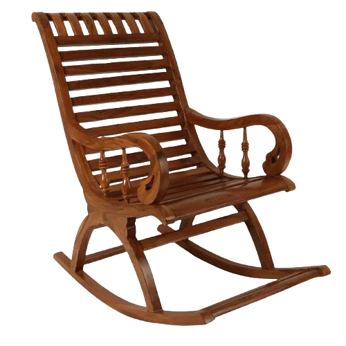 Colorodo Teak Wood Rocking Chair in Teak color 45° side view