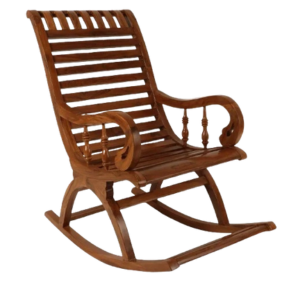 Colorodo Teak Wood Rocking Chair in Teak color 45° side view