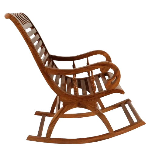 Colorodo Teak Wood Rocking Chair in Teak color side view