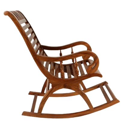 Colorodo Teak Wood Rocking Chair in Teak color side view
