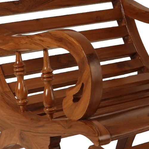 Colorodo Teak Wood Rocking Chair in Teak color zoom view on handle 