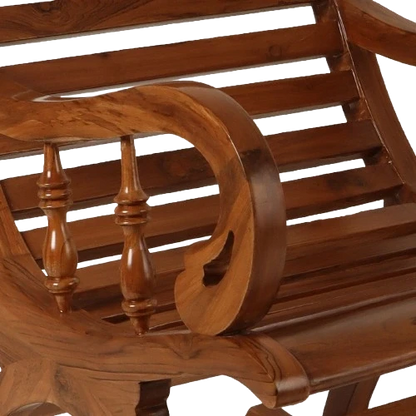 Colorodo Teak Wood Rocking Chair in Teak color zoom view on handle 