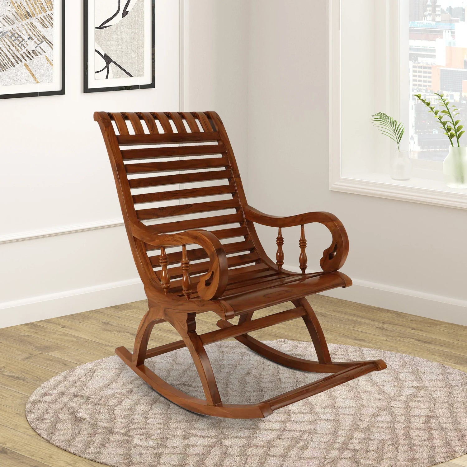 Colorodo Teak Wood Rocking Chair lifestyle view