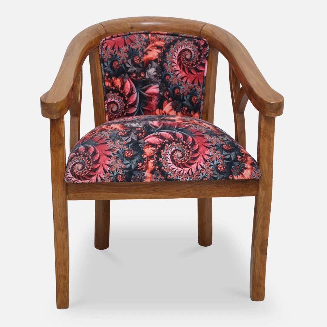 Comfy Teak Wood Arm Chair (Brown) Front  view 