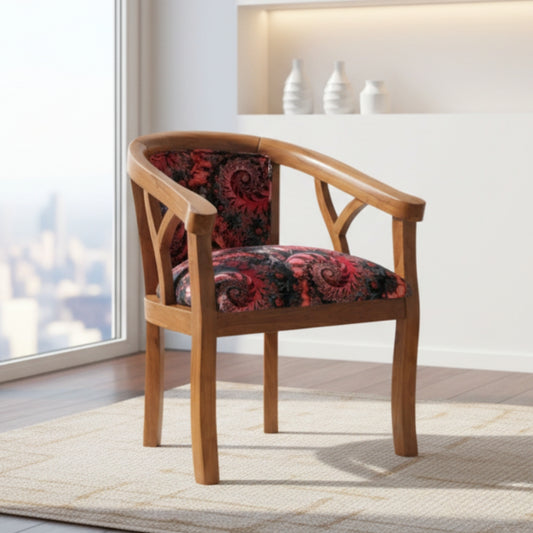 Comfy Teak Wood Arm Chair (Brown) lifestyle view 