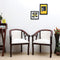 Comfy Teak Wood Fabric Upholstered Arm Chairs Brown Silver color lifestyle image