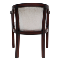 Comfy Teak Wood Fabric Upholstered Arm Chairs in Brown-Silver color back view