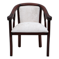 Comfy Teak Wood Fabric Upholstered Arm Chairs in Brown-Silver color front view