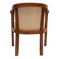 Comfy Teak Wood Fabric Upholstered Arm Chairs in Teak-Beige color back view