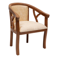 Comfy Teak Wood Fabric Upholstered Arm Chairs in Teak-Beige color 45° side view