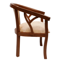 Comfy Teak Wood Fabric Upholstered Arm Chairs in Teak-Beige color side view