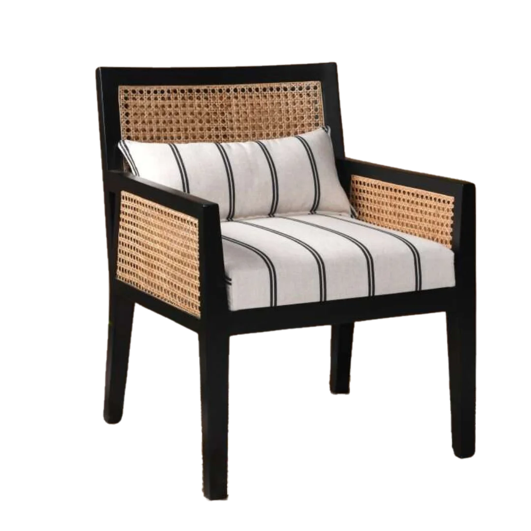 Costal Teak Wood Lounge Chair (Black)