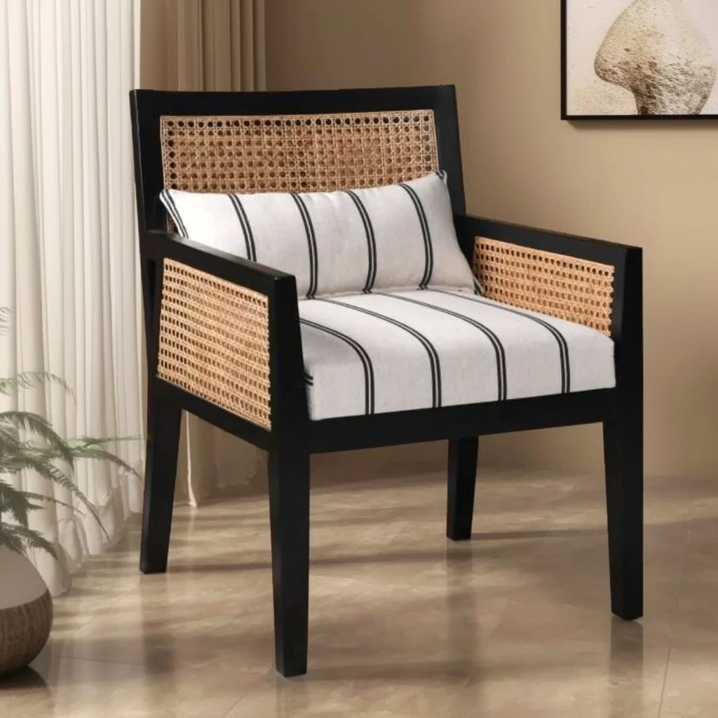 Costal Teak Wood Lounge Chair (Black) lifestye view