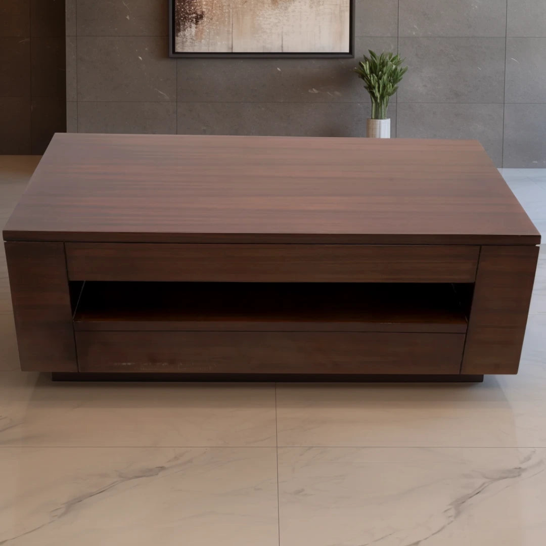 Cubic Teak Wood Centre Table (Brown) lifestyle view