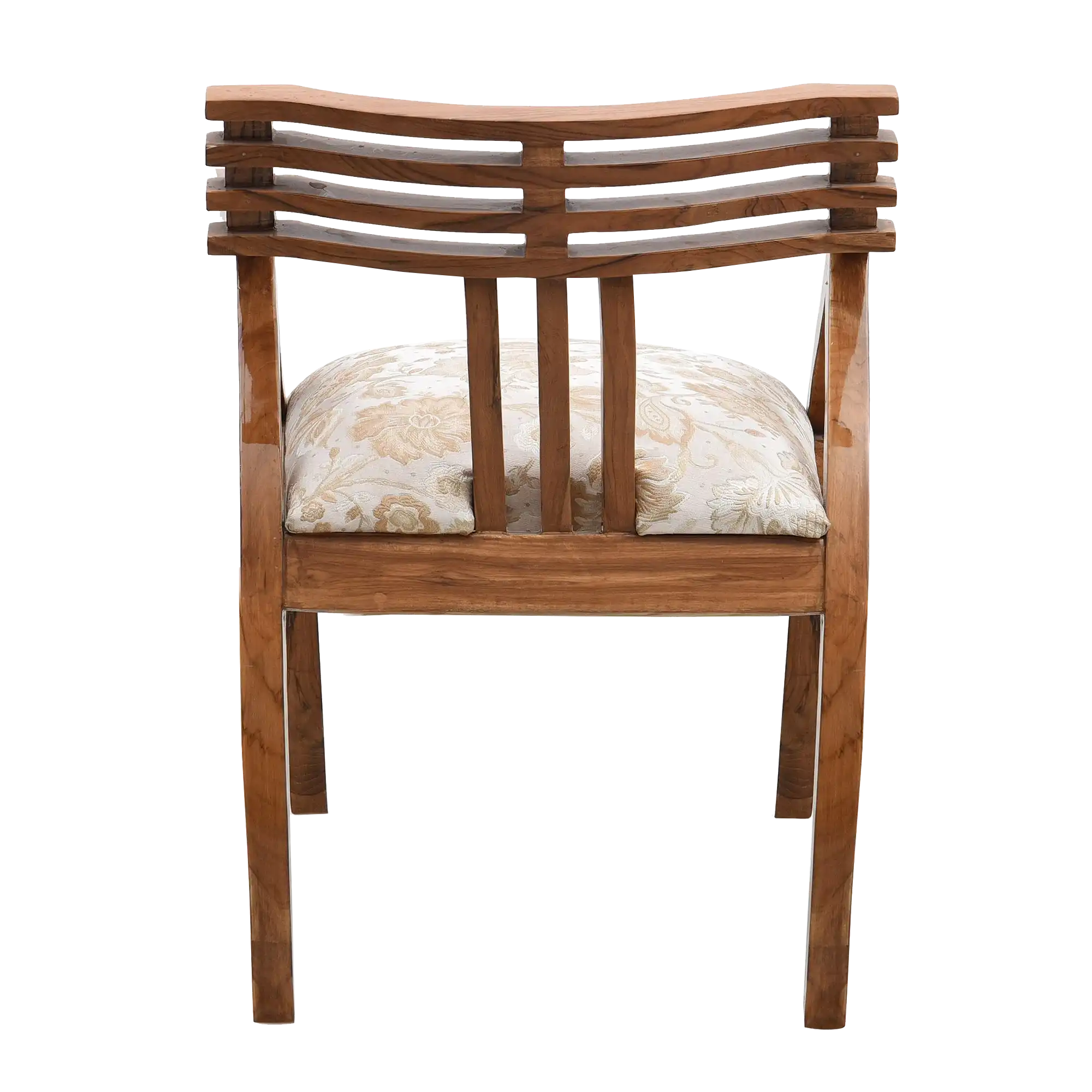 Cubico Modern Upholstered Armchair with Tapered Legs in Teak Biege color back view