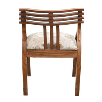Cubico Modern Upholstered Armchair with Tapered Legs in Teak Biege color back view