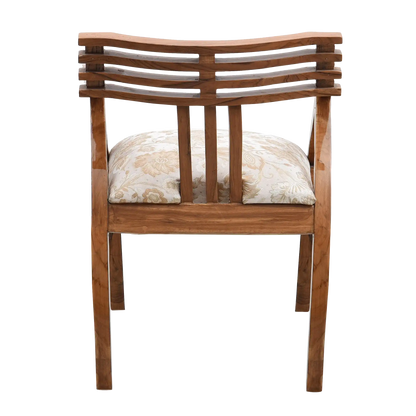Cubico Modern Upholstered Armchair with Tapered Legs in Teak Biege color back view