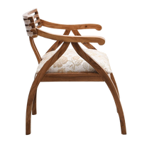Cubico Modern Upholstered Armchair with Tapered Legs in Teak Biege color side view