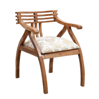 Cubico Modern Upholstered Armchair with Tapered Legs in Teak Biege color 45° side view