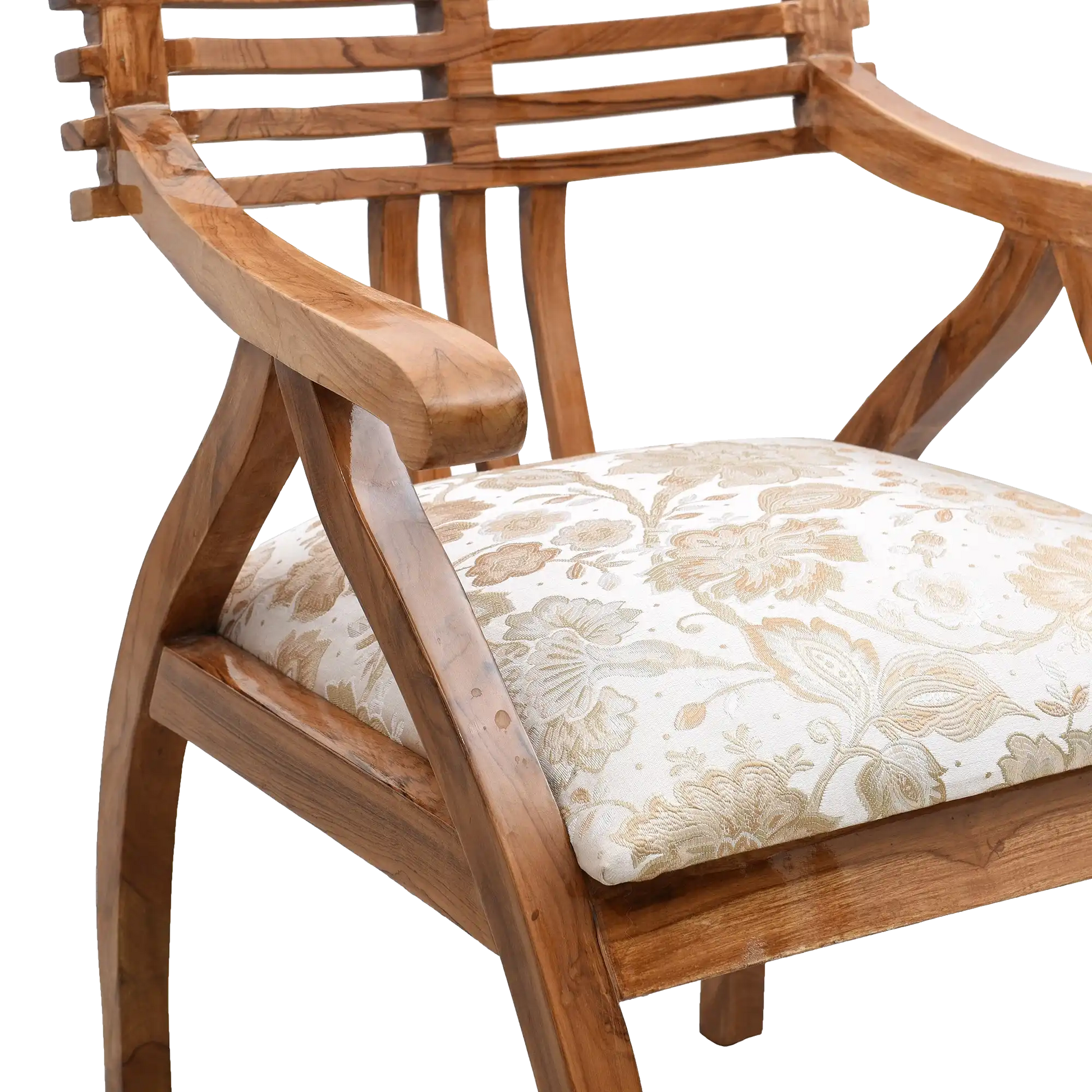 Cubico Modern Upholstered Armchair with Tapered Legs in Teak Biege color zoom view seat