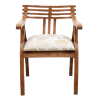 Cubico Modern Upholstered Armchair with Tapered Legs in Teak Biege color front view