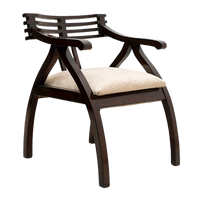 Cubico Modern Upholstered Armchair with Tapered Legs in Brown Silver color 45° side view