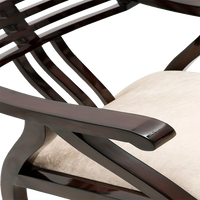 Cubico Modern Upholstered Armchair with Tapered Legs in Brown Silver color zoom view handle