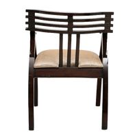 Cubico Modern Upholstered Armchair with Tapered Legs in Brown Silver color back view