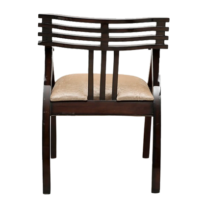 Cubico Modern Upholstered Armchair with Tapered Legs in Brown Silver color back view