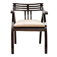 Cubico Modern Upholstered Armchair with Tapered Legs in Brown Silver color front view