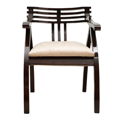 Cubico Modern Upholstered Armchair with Tapered Legs in Brown Silver color front view