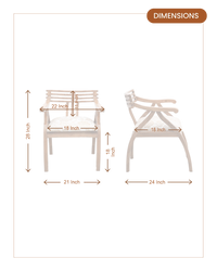 Cubico Teak Wood Arm Chairs (Teak Beige) dimensions