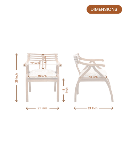 Cubico Teak Wood Arm Chairs (Teak Beige)