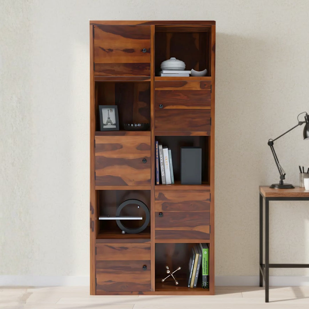 Cubix Teak Wood Book Shelf (Teak) lifestyle view 