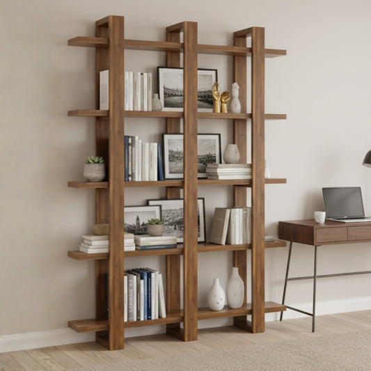 Cubria Teak Wood Book Shelf (Teak) lifestyle view 