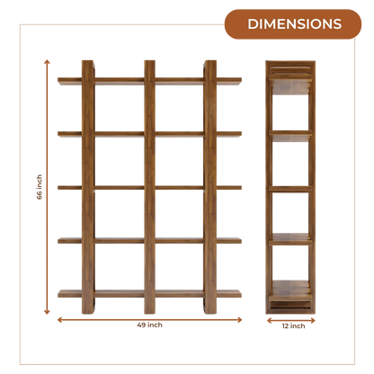 Cubria Wood Book Shelf (Teak) dimensions